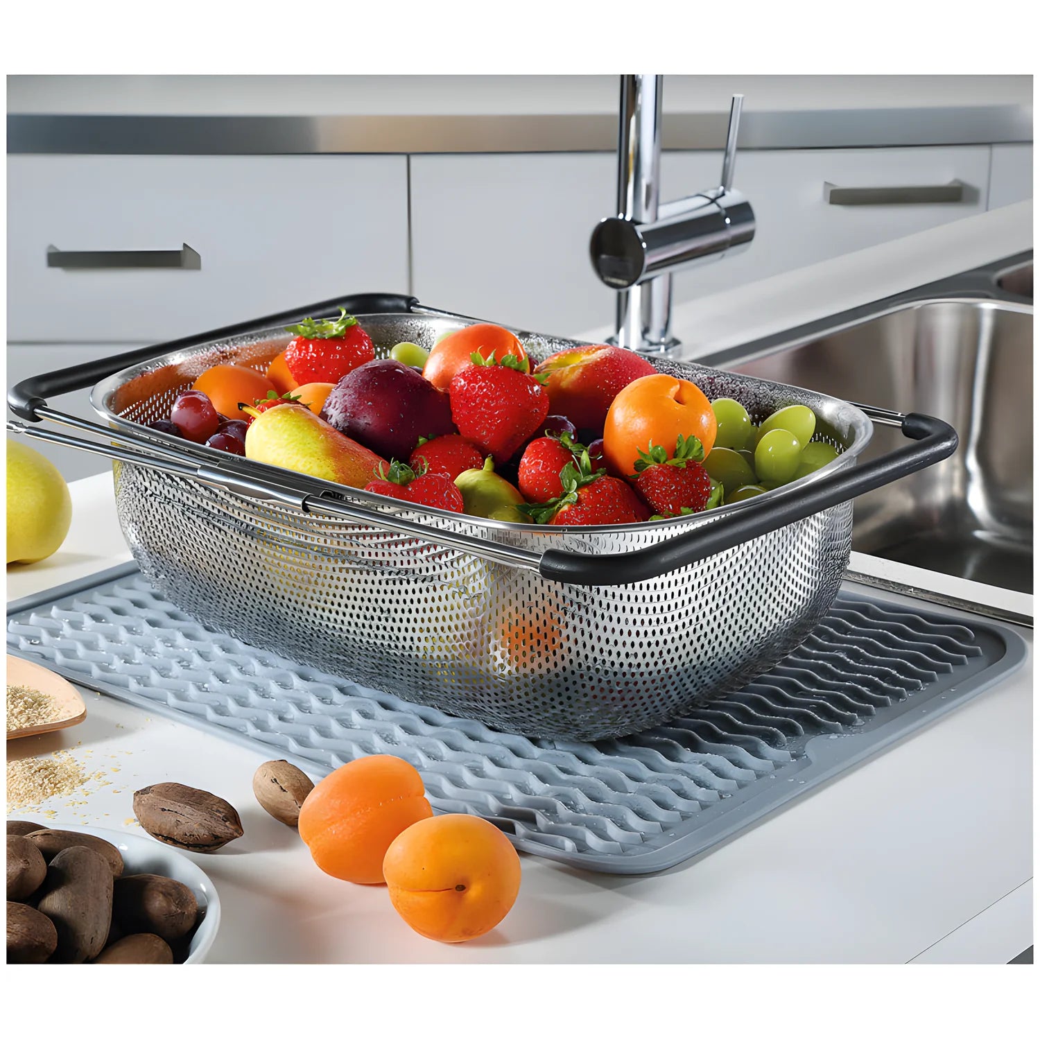 Kuchenprofi Scolapasta rettangolare "Deluxe", con manici allungabili fino a cm 58 dimensione cm 34x24,5x11,5