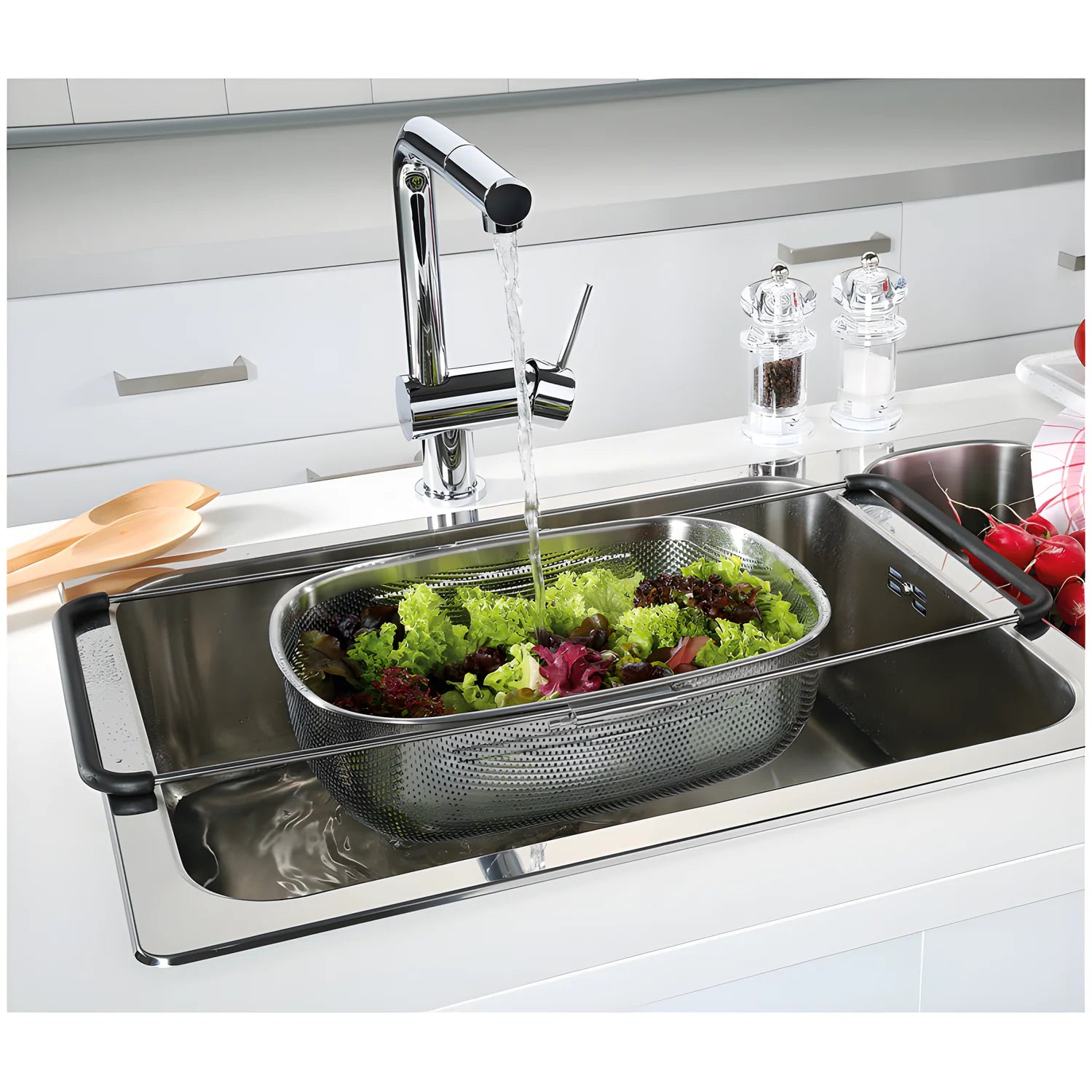 Kuchenprofi Scolapasta rettangolare "Deluxe", con manici allungabili fino a cm 58 dimensione cm 34x24,5x11,5