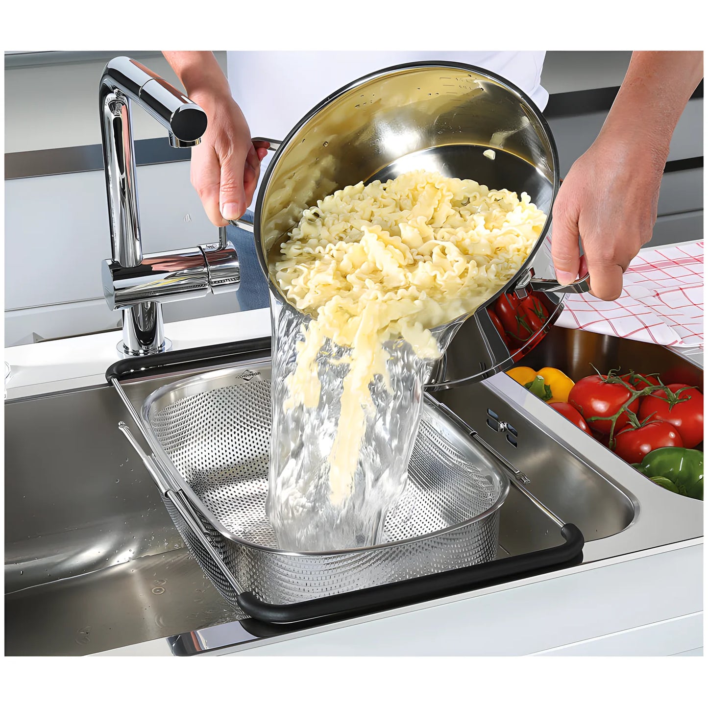 Kuchenprofi Scolapasta rettangolare "Deluxe", con manici allungabili fino a cm 58 dimensione cm 34x24,5x11,5