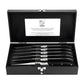 Laguiole Style Set 6 coltelli da bistecca "Luxury Line" i impugnatura in pakkawood nero lama cm 10,5