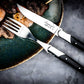 Laguiole Style Set 6 coltelli da bistecca "Luxury Line" i impugnatura in pakkawood nero lama cm 10,5