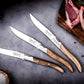 Laguiole Style Set 6 coltelli da bistecca "Luxury Line" i impugnatura in legno di ulivo lama cm 10,5