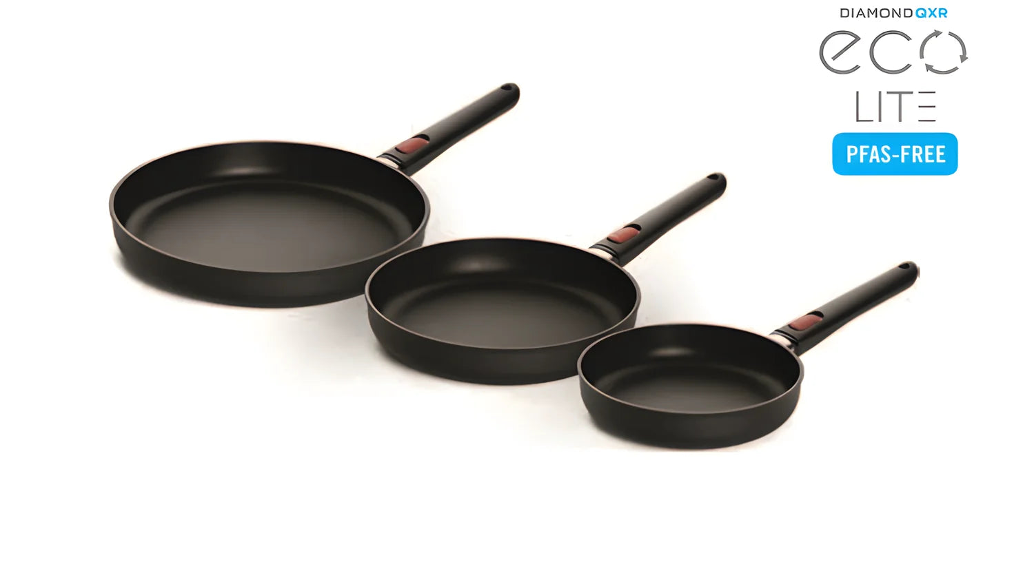 Woll Eco Lite QXR Set 3 Padelle 20-24-28 cm | Antiaderente Senza PFAS, Induzione, Made in Germany
