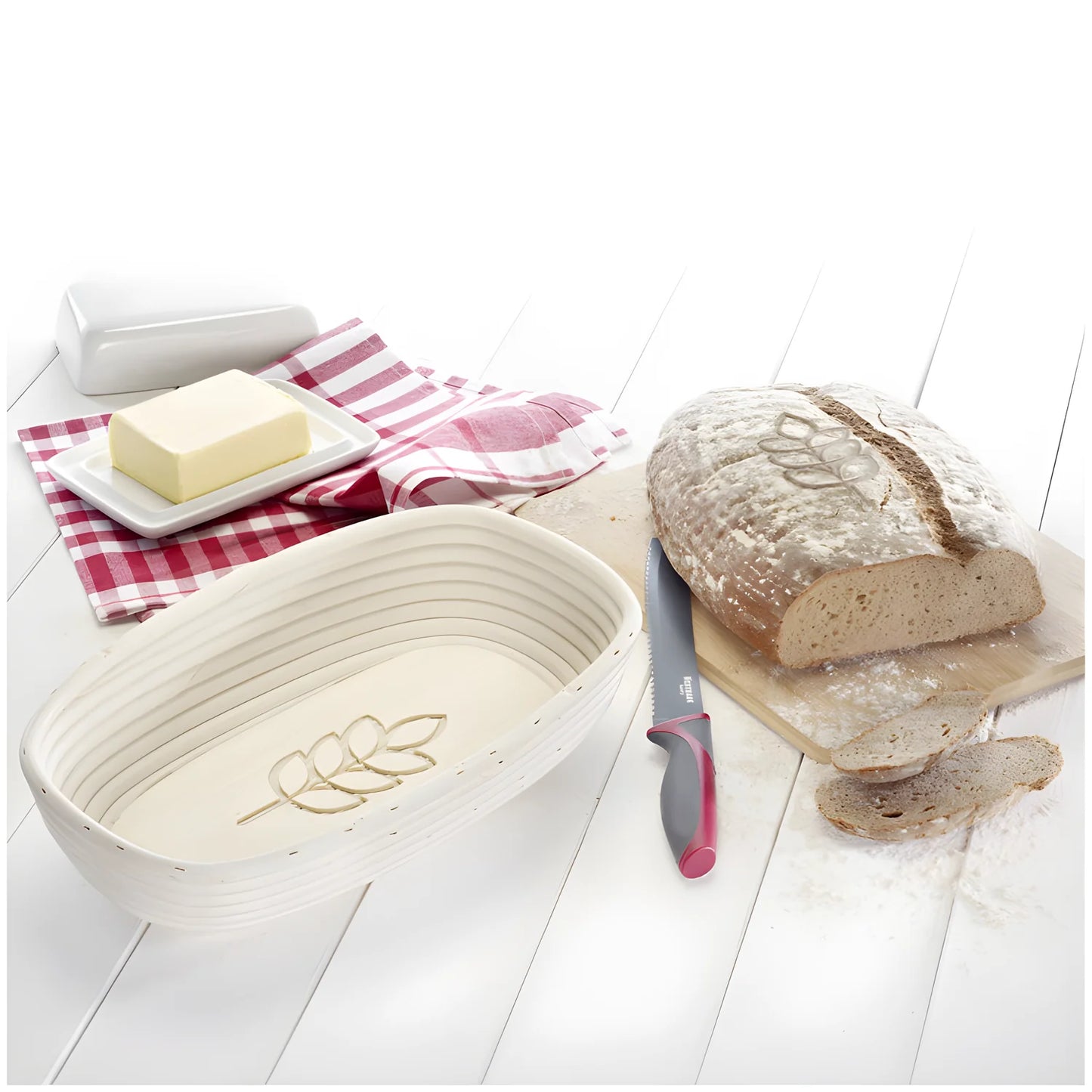 Westmark Set cestello di fermentazione per impasto pane ovale con copertura 34 x 20,5 x 8 cm per circa 1500 - 2000 g di impasto