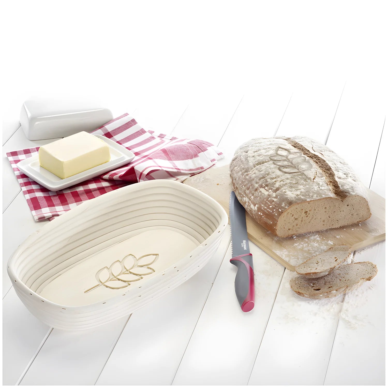 Westmark Set cestello di fermentazione per impasto pane ovale con copertura 34 x 20,5 x 8 cm per circa 1500 - 2000 g di impasto