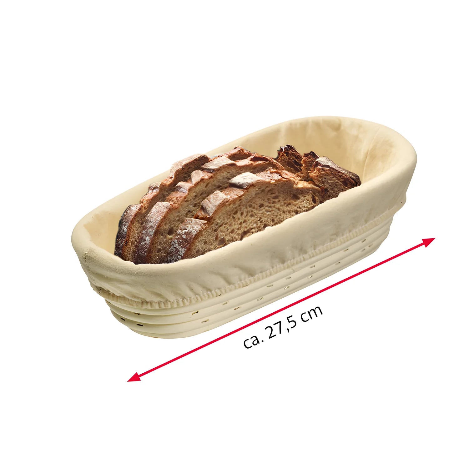 Westmark Cesto lievitazione per impasto pane ovale con fodera cm 27,5x14x7,1 per circa 750 - 1000 g di impasto