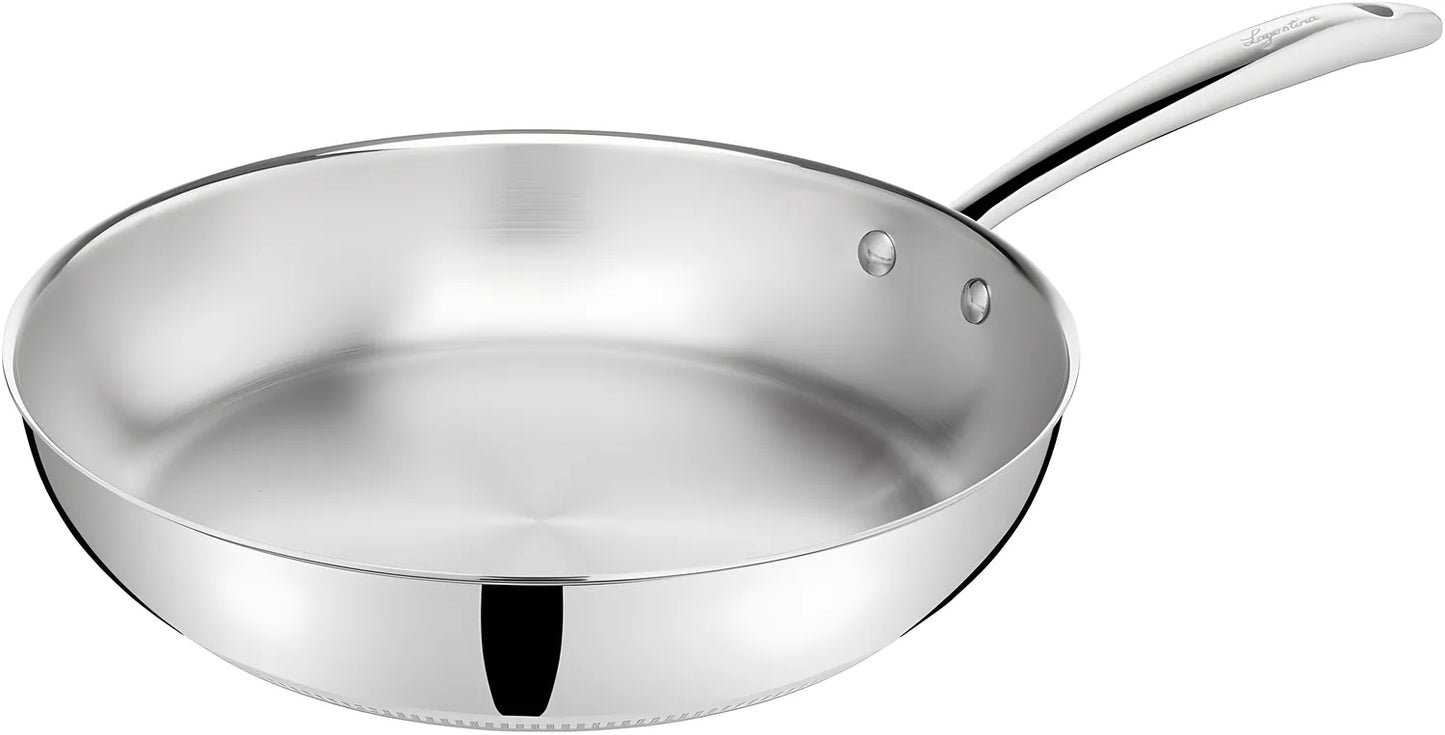 Lagostina Accademia Lagofusion Padella Acciaio Inox 18/10 Ø 24 cm Induzione Gas e Forno fino a 250 °C Finitura Lucida Esterna e Satinata Interna Fondo 5 Strati