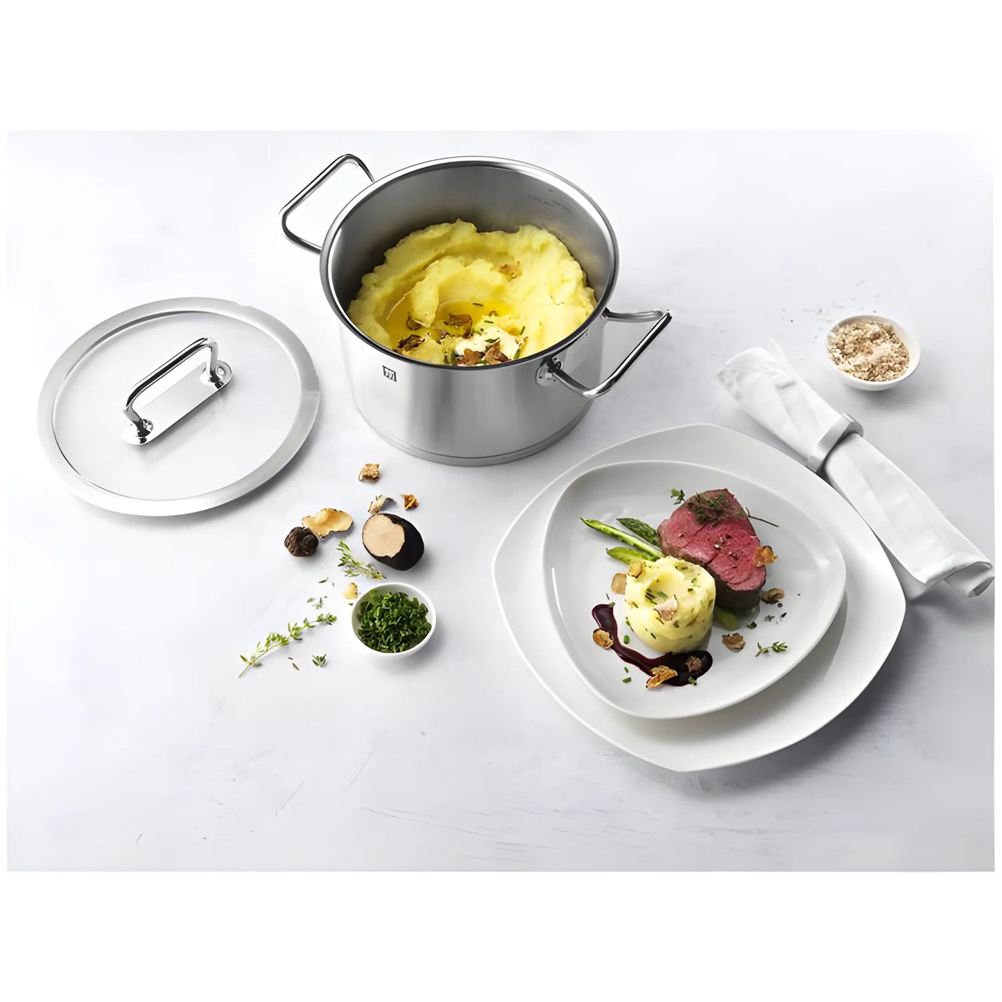 Zwilling Pro Set 5 Pentole in Acciaio Inox: Casseruola 16 cm 1,5L + 20 cm 3L, Pentola 16 cm 2L + 20 cm 3,5L + 24 cm 6L – Art. 65120-005-0