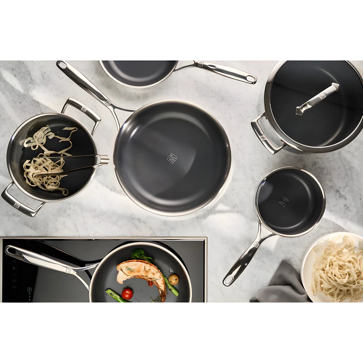 Zwilling Peak Set 5 Pentole Antiaderenti | Ceraforce HyCoat Senza PFAS, Induzione e Forno 260°C