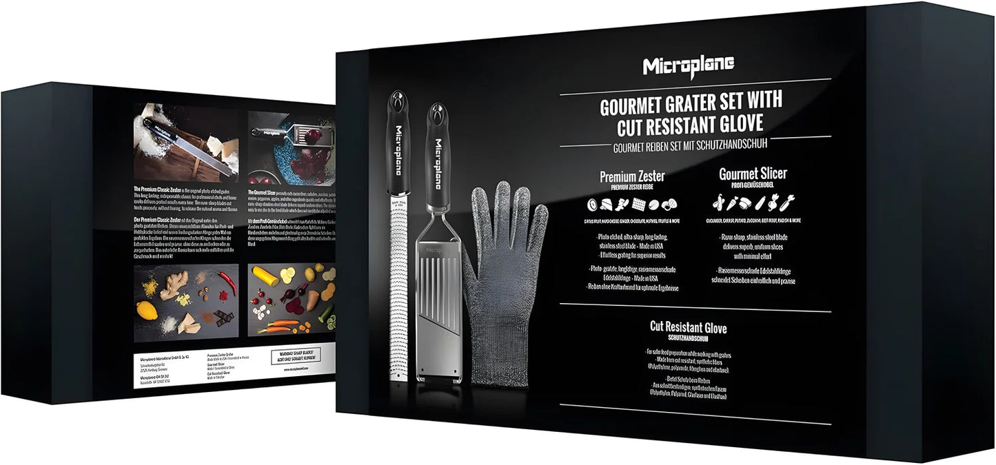 Microplane Gourmet Set con grattugia mandolina e guanto protettivo confezione regalo