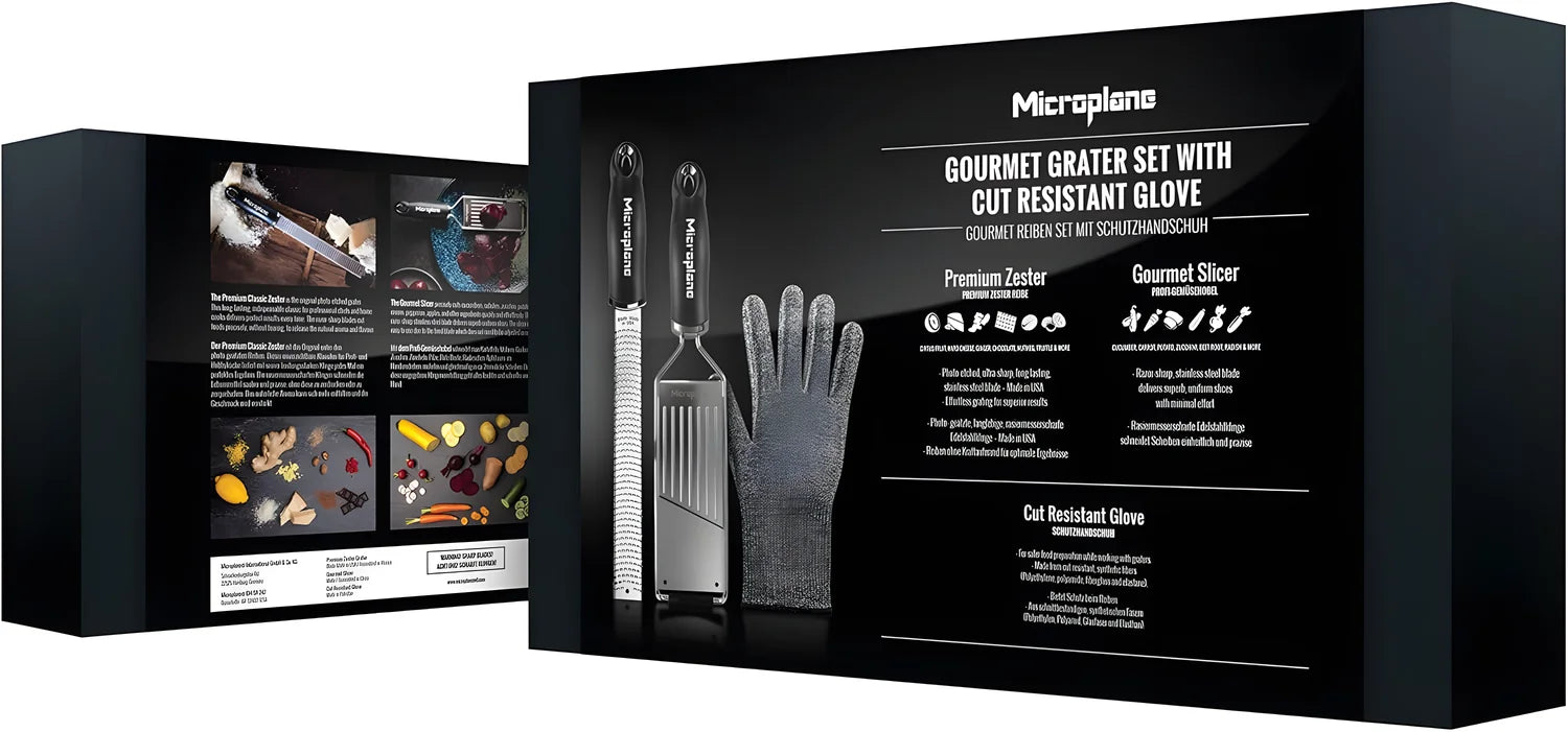 Microplane Gourmet Set con grattugia mandolina e guanto protettivo confezione regalo
