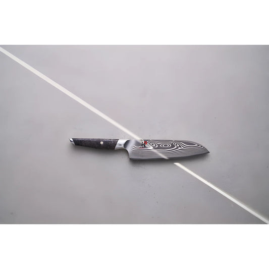 MIYABI IKI Coltello Giapponese Damascato 49 strati Santoku liscio 18 cm (66 HRC) marrone-nero 1033755