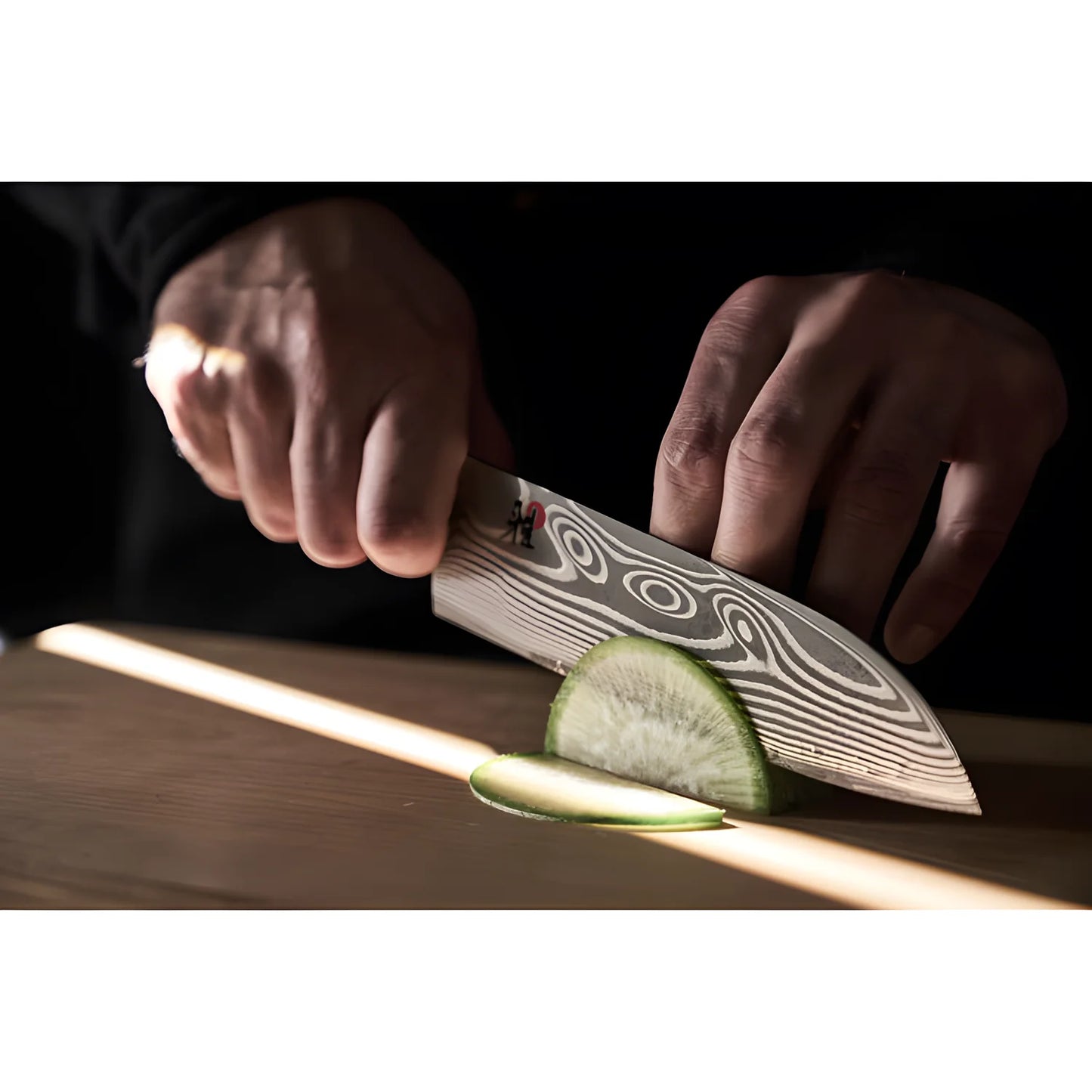 MIYABI IKI Coltello Giapponese Damascato 49 strati Santoku liscio 18 cm (66 HRC) marrone-nero 1033755
