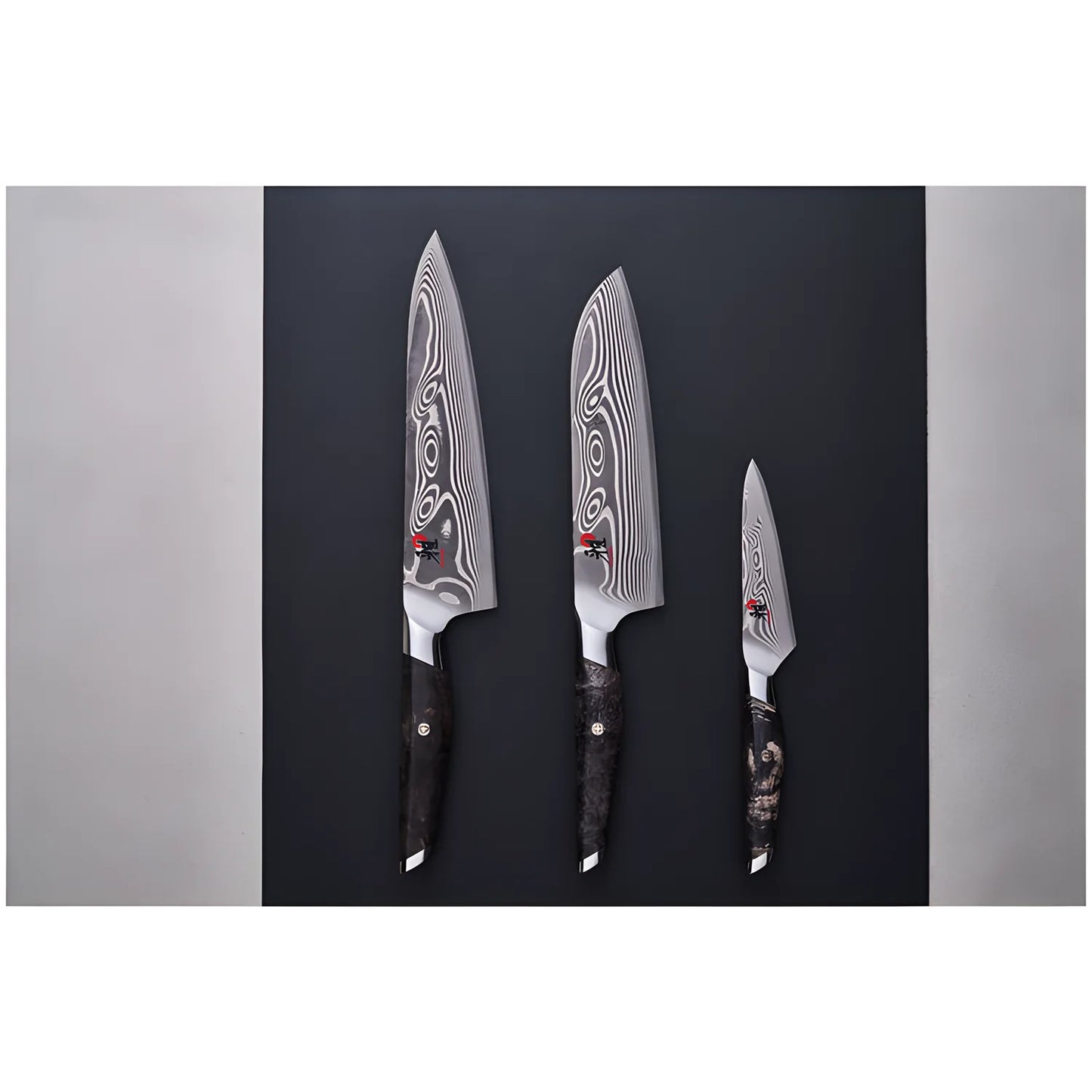 MIYABI IKI Coltello Giapponese Damascato 49 strati Santoku liscio 18 cm (66 HRC) marrone-nero 1033755