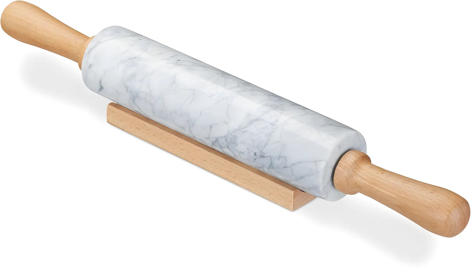 Mattarello in marmo con manico in legno girevole kg 2,18 Ø 5,9cm