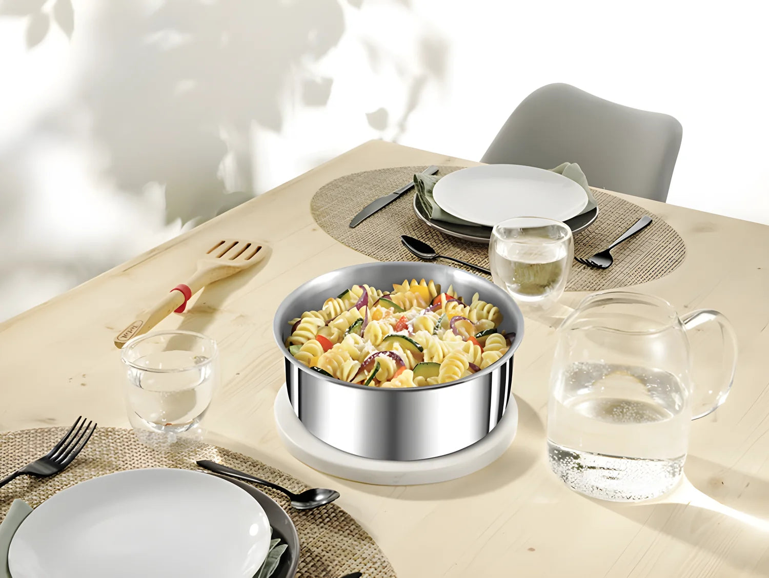 Lagostina Ingenio Inox Set 7 Pezzi | Padelle Antiaderenti Manico Rimovibile Salvaspazio Induzione