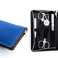 Alpen Set manicure pedicure in pelle blu 7 strumenti 6825 acciaio nichelato, finitura lucida