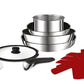 Lagostina Ingenio Inox Set 7 Pezzi | Padelle Antiaderenti Manico Rimovibile Salvaspazio Induzione