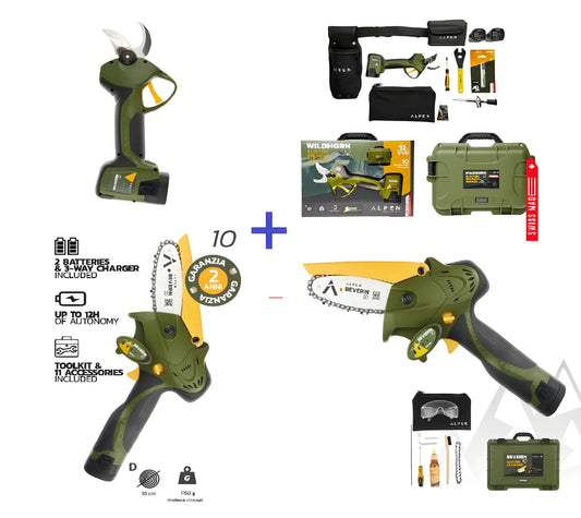 Alpen-Felco WILDHORN 32 Kit Cesoia + Beverin 10 seghetto elettrico con 2 batterie ioni di litio