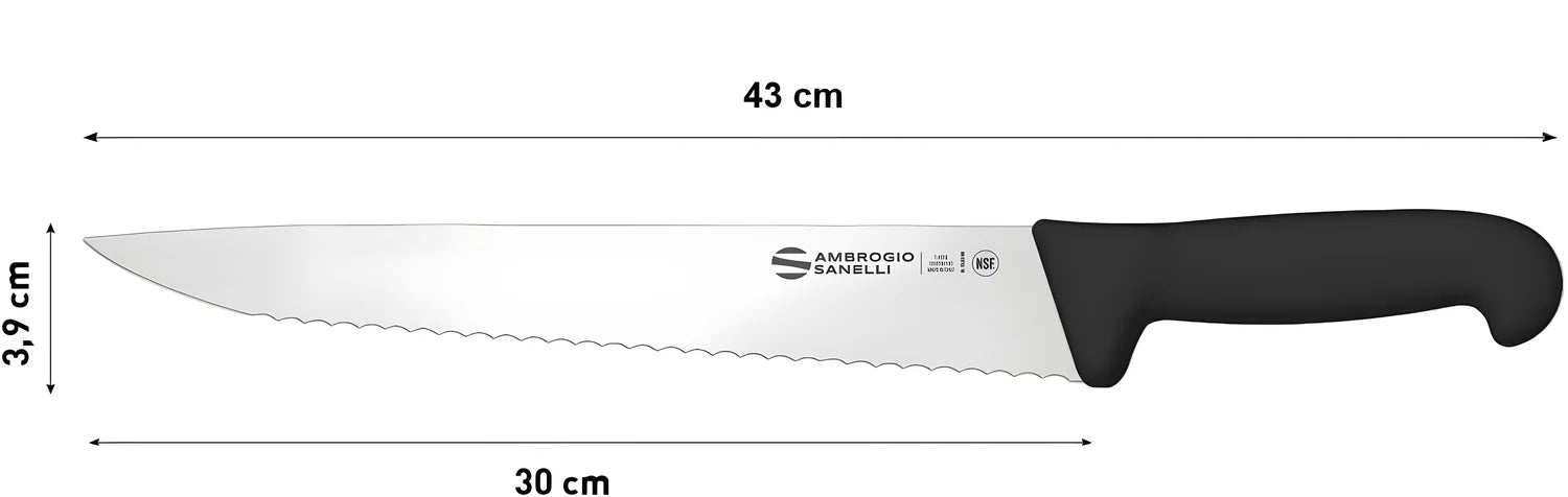 Sanelli Ambrogio coltello per porchetta professionale Supra con lama ondulata 30 cm SA72030B