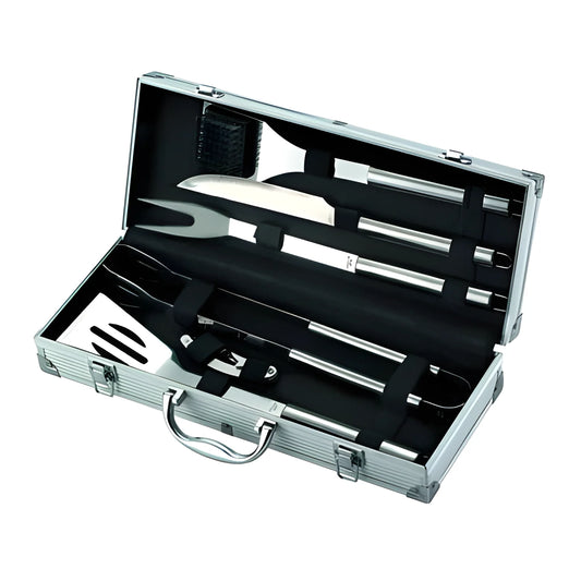 Ompagrill Set Valigetta in Alluminio con 6 Attrezzi per Barbecue
