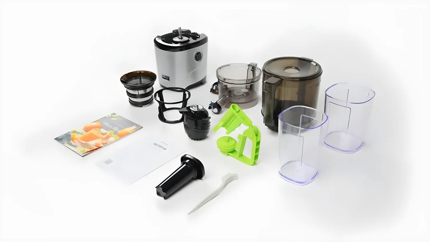 Kuvings Slow Juicer AUTO10S, silver, estrattore a freddo 50 giri al minuto + Ice Cream – Filtro per Gelati e Sorbetti