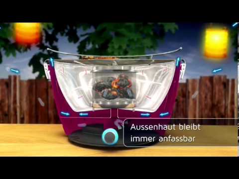 Lotus Grill Barbecue a carbonella portatile in  acciaio inox alimentazione ventola batterie AA o USB