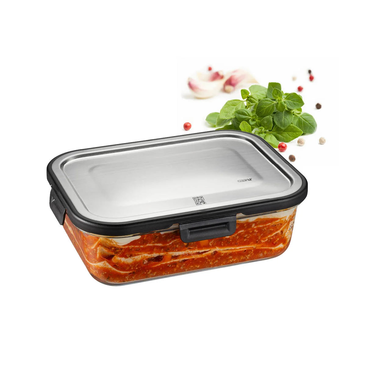 Gefu set di tre contenitore in vetro borosilicato per dispensa con coperchio ermetico impilabile MILO 12799