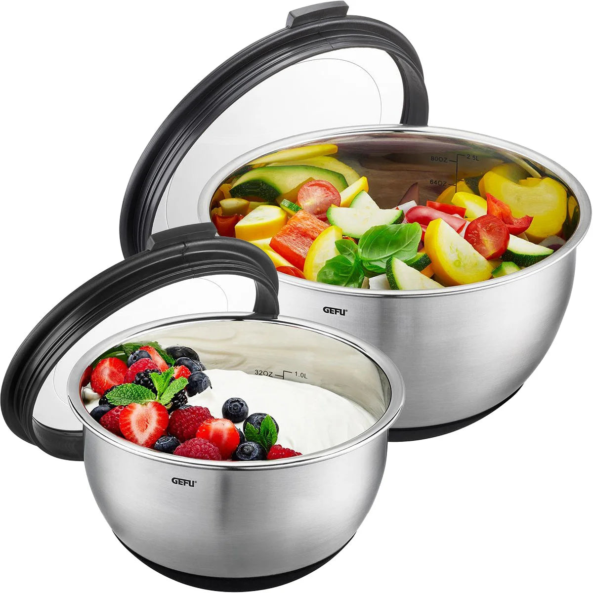Gefu 35025 Ciotola Salvafreschezza inox con coperchio MUOVO Ø 12 cm
