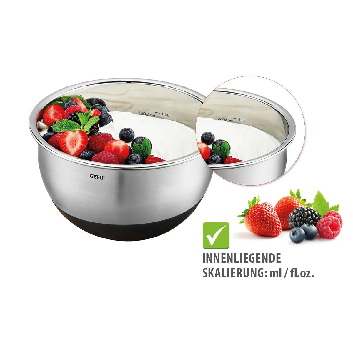 Gefu Ciotola Salvafreschezza inox con coperchio MUOVO Ø 16 cm 35030