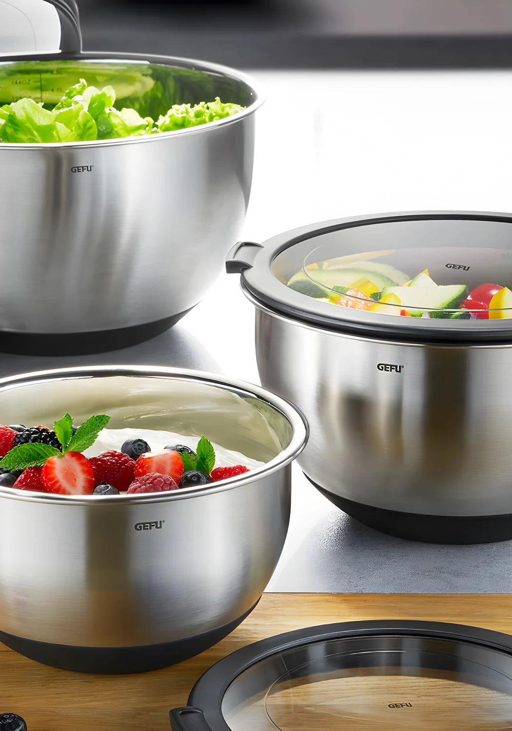 Gefu Ciotola Salvafreschezza inox con coperchio MUOVO Ø 16 cm 35030