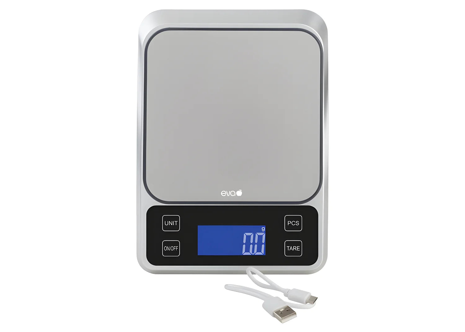 Eva bilancia digitale ripiano in vetro bianco divisione 1 g pesa massima 5 kg 033321