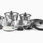 Cookvision Familia Nesto | Batteria Pentole Salvaspazio 17 Pezzi | Acciaio Inox 18/10 | Induzione
