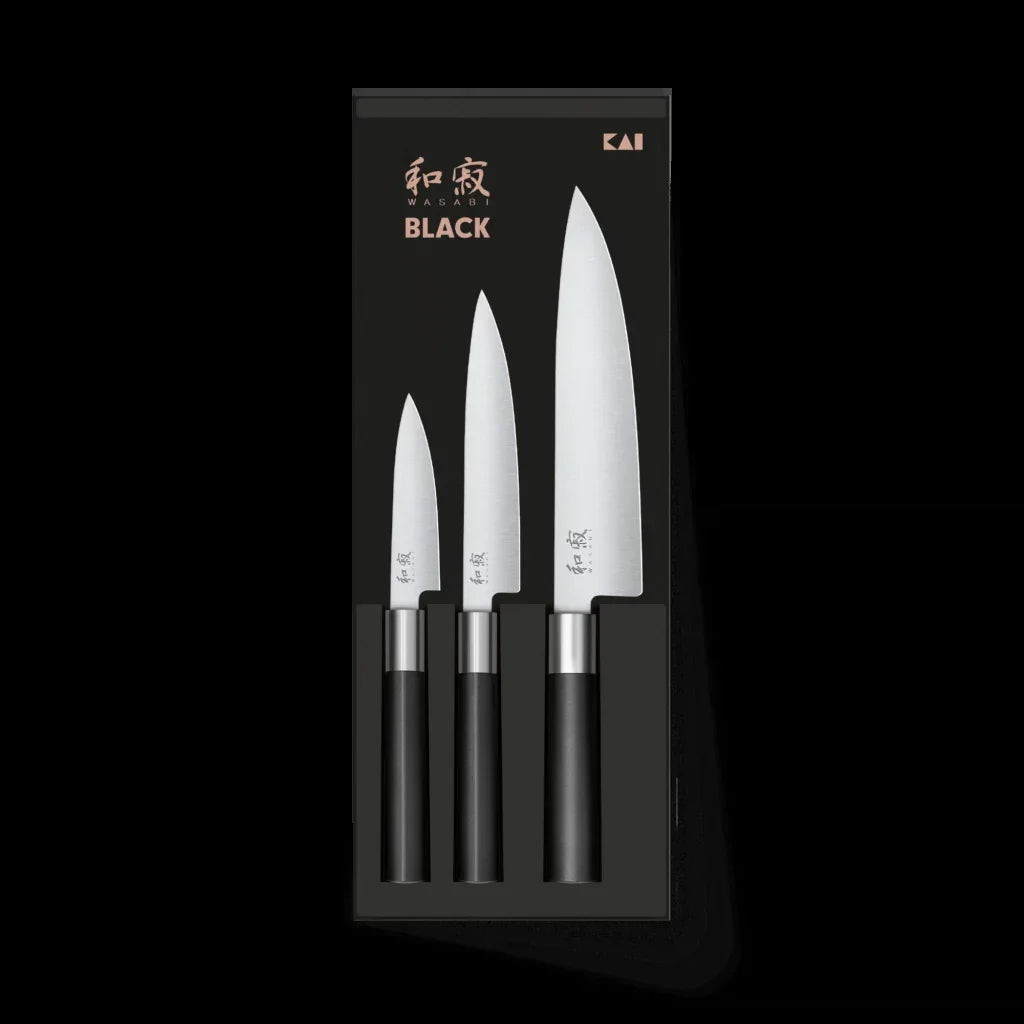 KAI Wasabi Black Limited Edition Set 2025 – Santoku × Coltello multiuso × Borsa per coltelli KAI