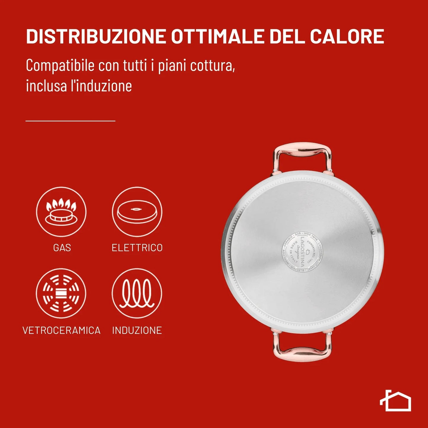 Lagostina Accademia Lagofusion Casseruola Fonda 14 cm 1 Manico | Acciaio Inox 18/10, Induzione