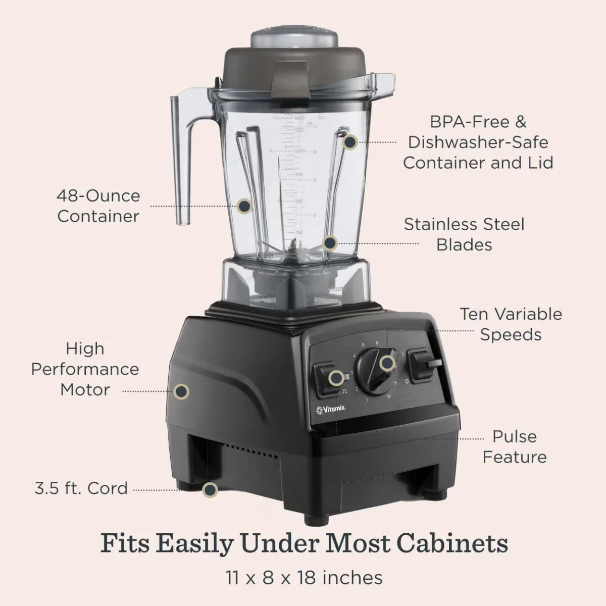 Vitamix Explorian E310 BK Power Blender Boccale da 1,4 Litri Nero