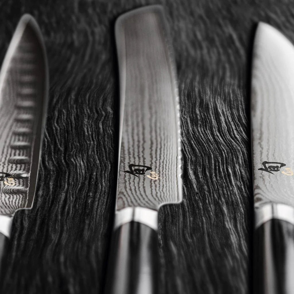 Kai Shun Set di tre coltelli damascati DMS310 da cucina damascati, lo spelucchino DM-700, il multiuso DM-701, il Santoku DM-702