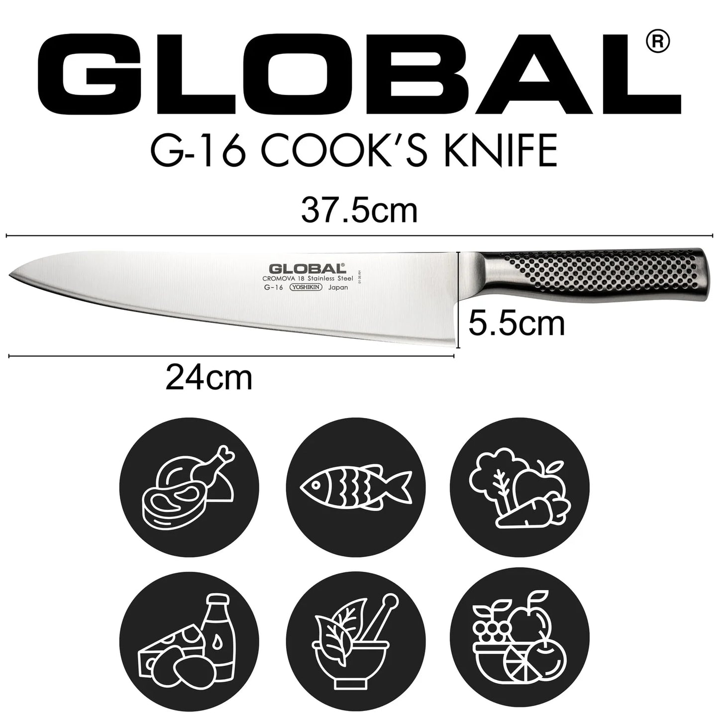 Coltello cucina trinciante cm.24 Global G-16