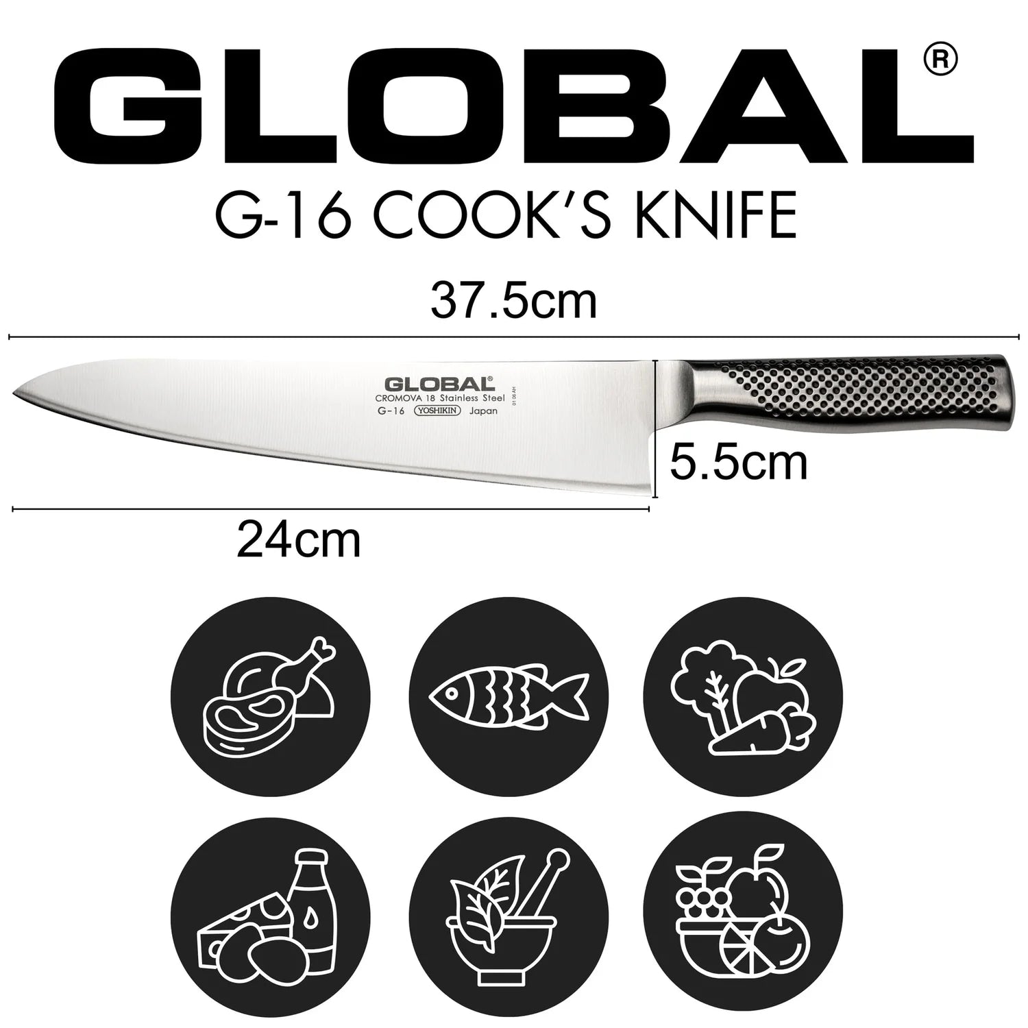 Coltello cucina trinciante cm.24 Global G-16