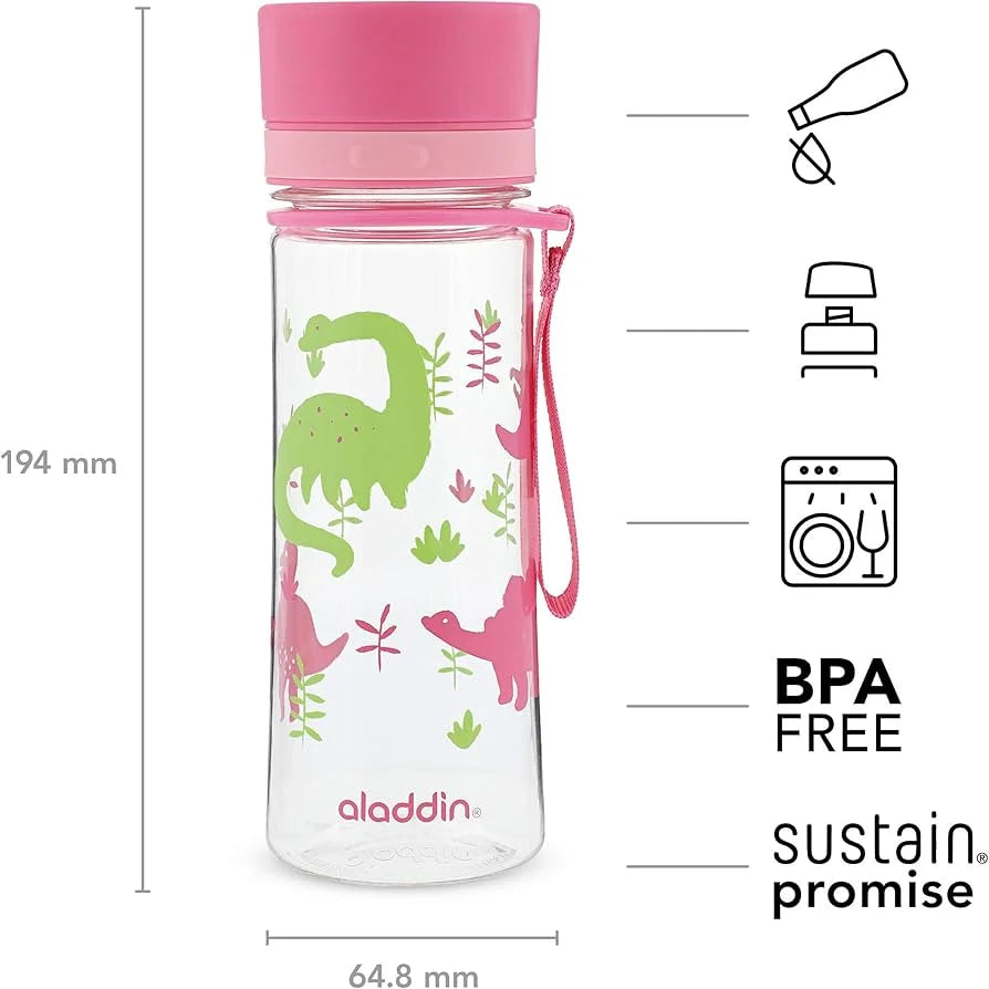 Aladdin La mia prima bottiglia d'acqua Aveo 350 ml rosa Dino