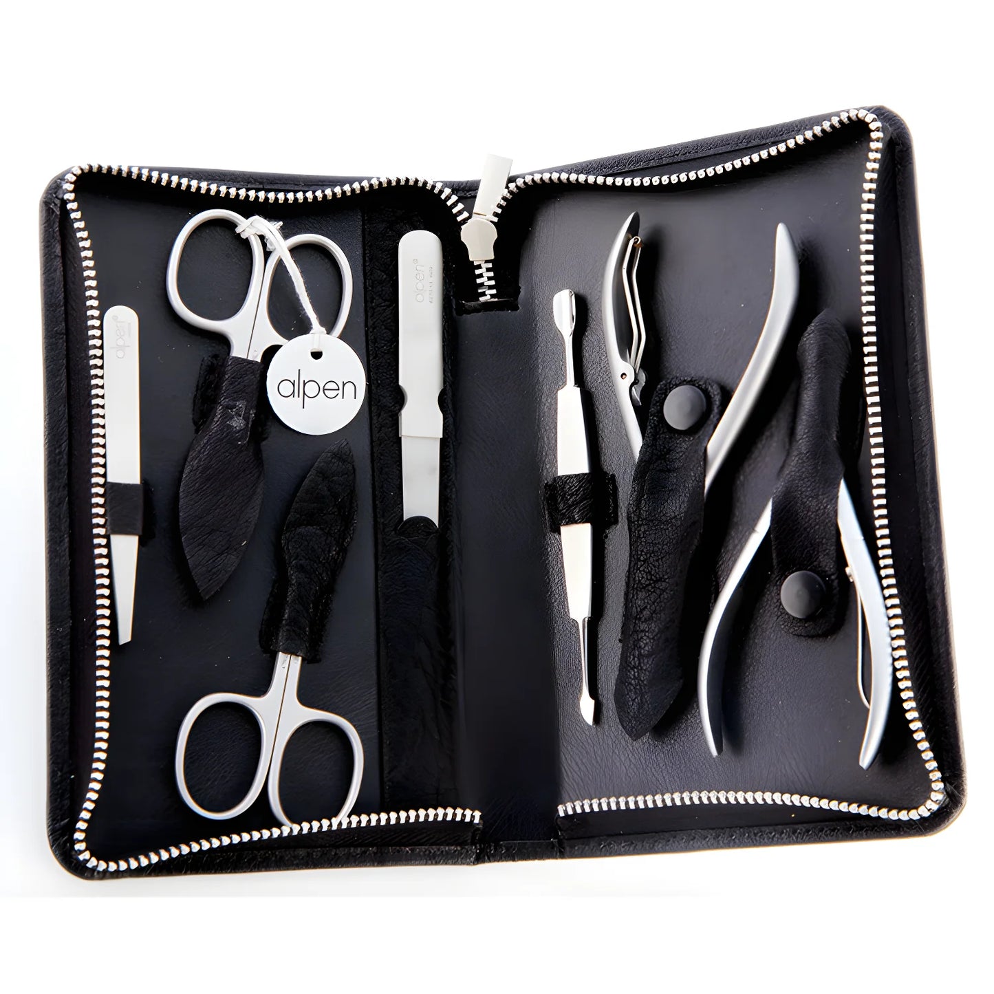 Alpen Set manicure pedicure in pelle marrone 7 strumenti 6825