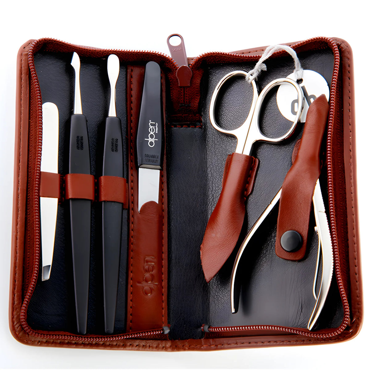 Alpen set manicure in pelle marrone sei strumenti inox 6823R