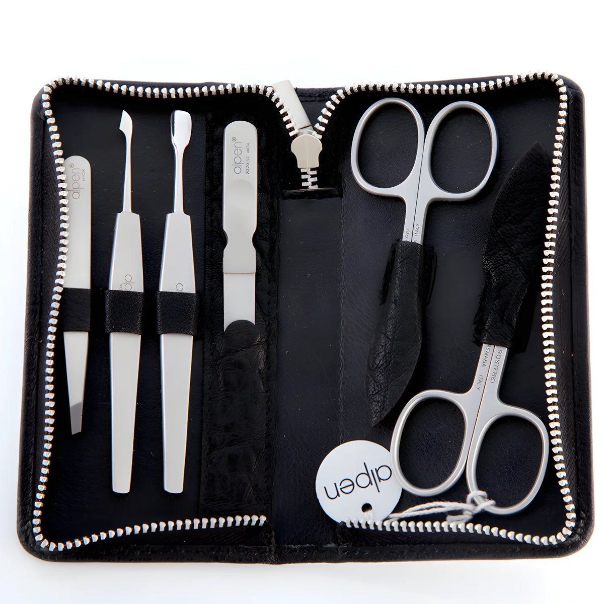Alpen set manicure in pelle marrone sei strumenti inox 6823R