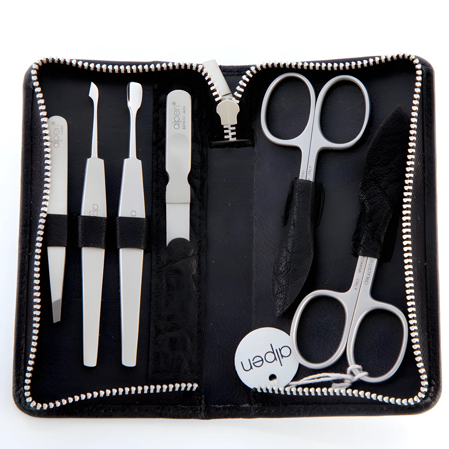 Alpen set manicure in pelle marrone sei strumenti inox 6823R