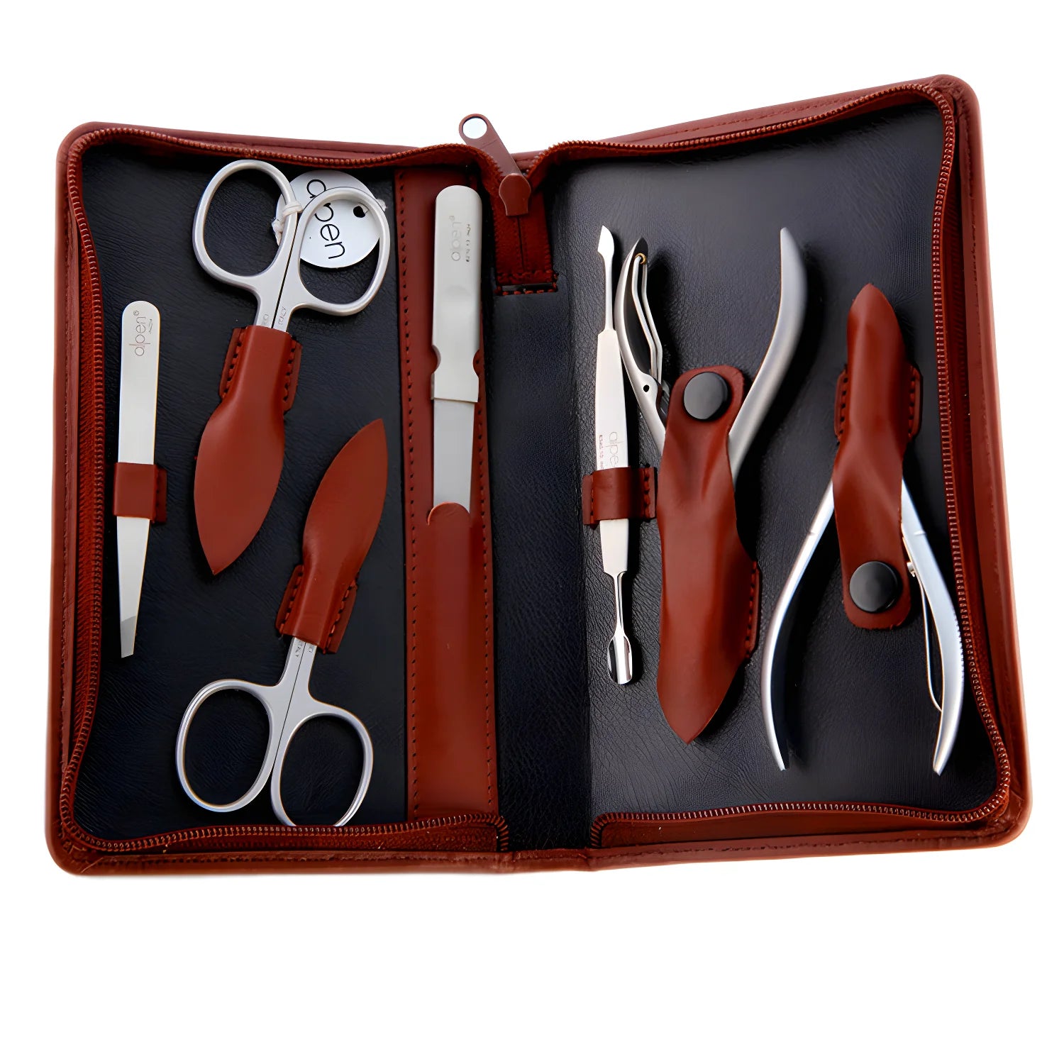 Alpen ceppo in legno di faggio con set di strumenti per manicure 6895 R