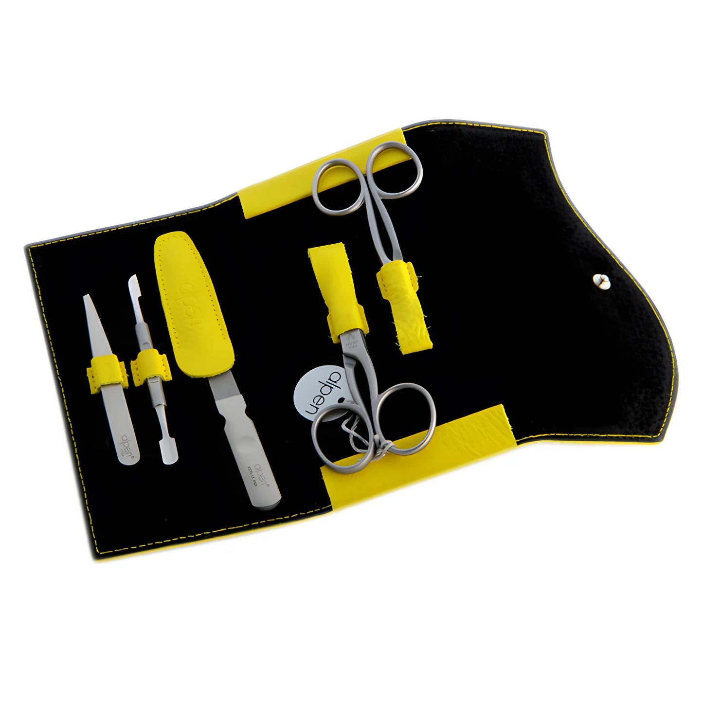 Alpen Set Manicure 5 pezzi inox astuccio in pelle giallo AP6842R