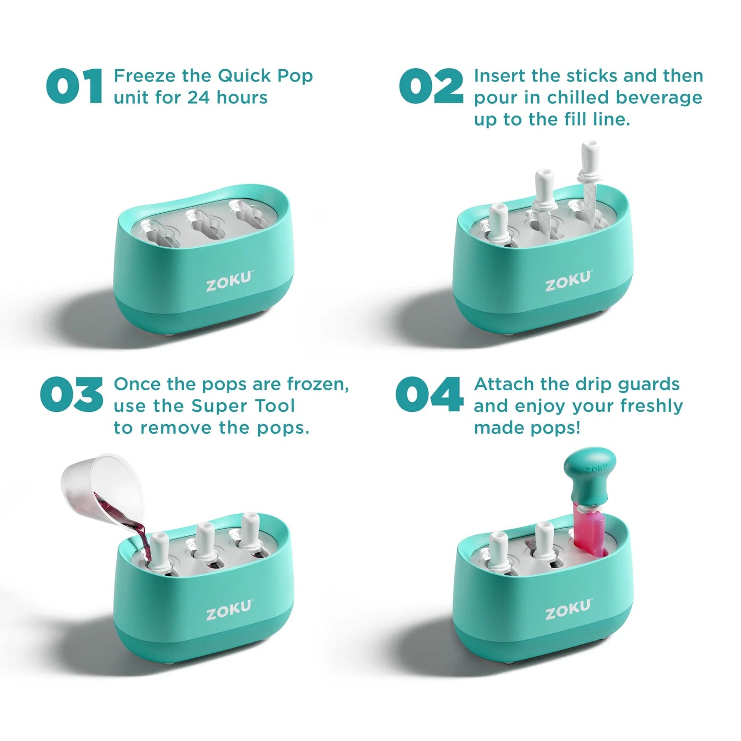 Zoku Quick Pop™ Maker per Ghiaccioli, Verde 1 posto ZK PM1 GR
