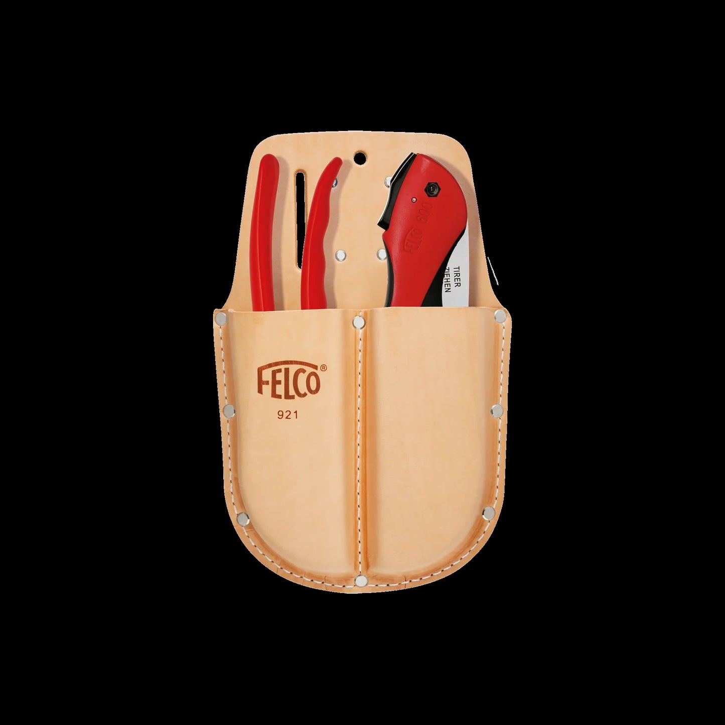 Felco 921 Fodero per cesoie forbici da potare doppio in cuoio con passante e clip a molla