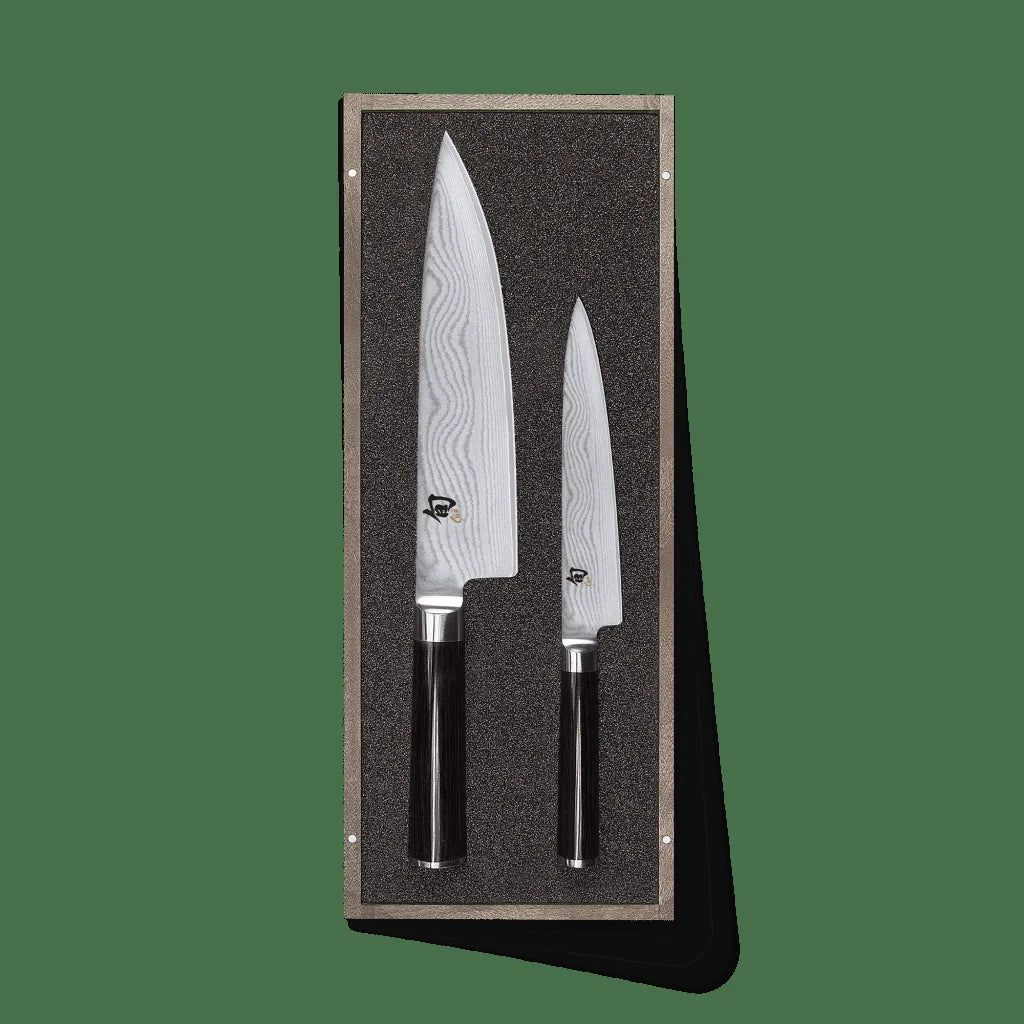 Kai Shun Set di due coltelli damascati DMS220, il coltello universale DM-0701, e il coltello trinciante da cuoco DM-0706