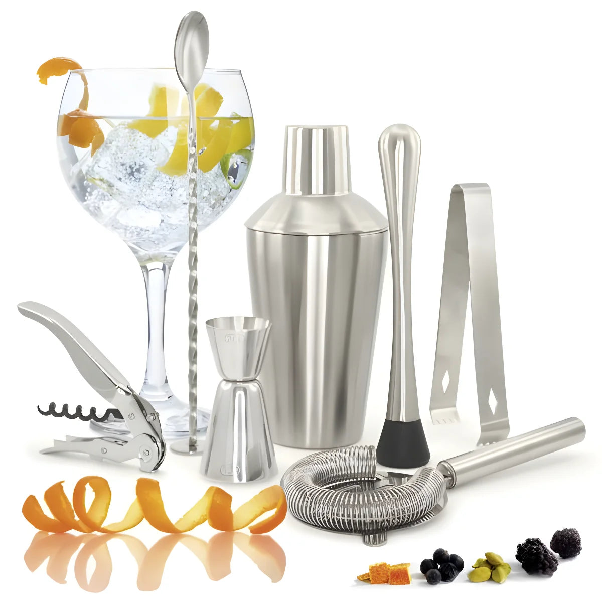 Pulltex Set barman cocktail inox Basic a 3 pezzi cm 23x17x11